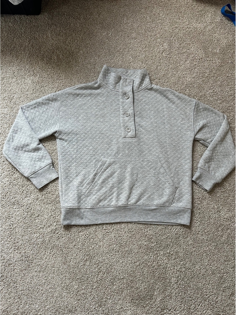 Stars Above gray quilted pullover sweatshirt